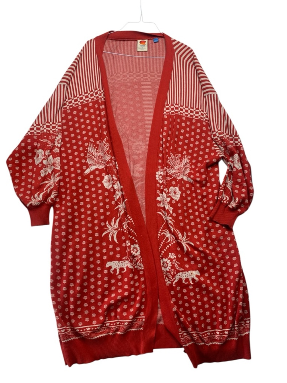 FARM Rio size 3x cardigan duster Anthropologie Red Heathered Sweater Top long sl - Picture 2 of 10